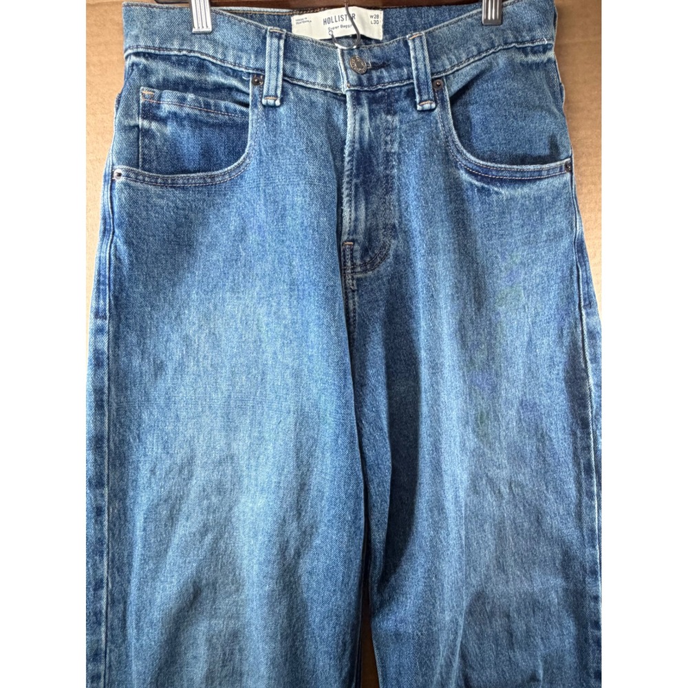 Hollister Super Baggy Jeans Mens 28x27 Blue Wide Leg Skater Denim 28x30 Tag - Picture 9 of 12